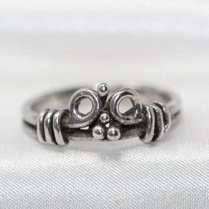 Vintage Sterling Silver Twisted Scroll Pebbled Ring - size 8.75